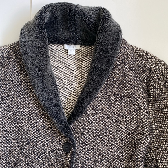 J. JILL Grey Soft Tweed Knit Button Front Oversized Cardigan Size Large - Picture 3 of 9